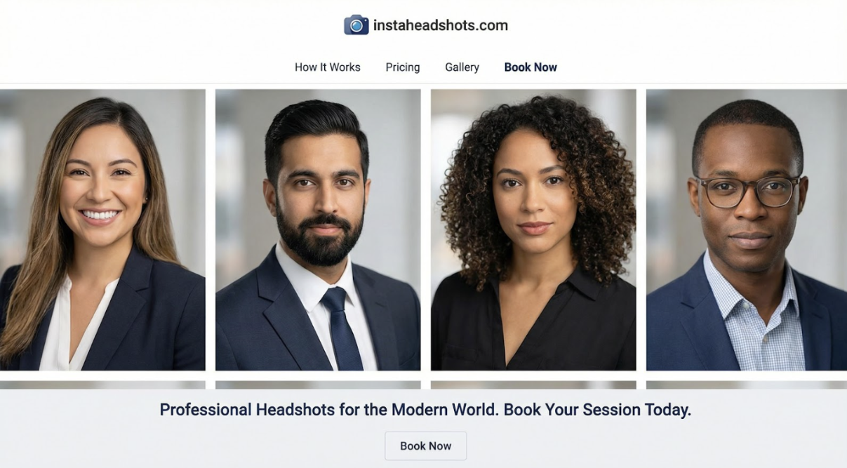A real UI screenshot reinforces that InstaHeadshots is a trustworthy, polished product and visually anchors claims about speed, realism, and strict deletion policies.